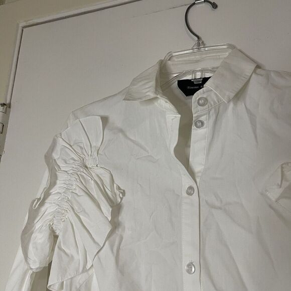 Simone Rocha White long sleeve button down collar blouse size US 2 UK6 - Picture 2 of 6